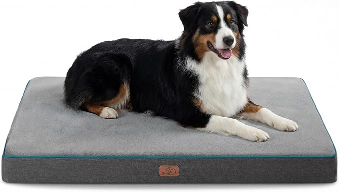 Bedsure Memory Foam Dog Crate Bed for Extra Large Dogs - XL Orthopedic Pet Beds with Removable Washable Cover and Nonskid Bottom - Plush Flannel Fleece Top Pet Mat, Grey | Dual-layer Foam Mat for Optimal Support,Comfy Plush Flannel Fleece Pet Pillow , ... by Unknown