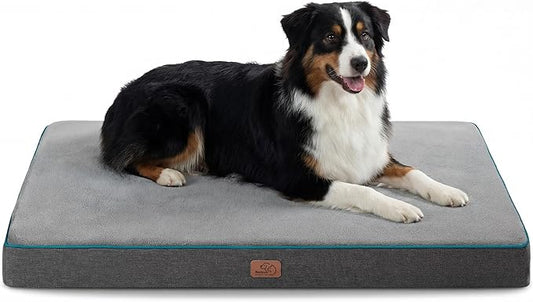 Bedsure Memory Foam Dog Crate Bed for Extra Large Dogs - XL Orthopedic Pet Beds with Removable Washable Cover and Nonskid Bottom - Plush Flannel Fleece Top Pet Mat, Grey | Dual-layer Foam Mat for Optimal Support,Comfy Plush Flannel Fleece Pet Pillow , ... by Unknown