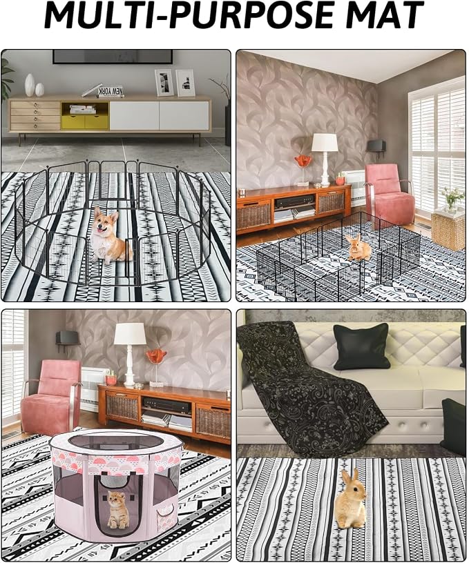 BNOSDM Extra Large Cage Liners for Rabbits 91" X 63" Washable Rabbit Pad Large Bunny Mat Anti Slip Rug for Bunnies Pet Carpet for Chinchillas Cats Guinea Pigs Dogs - Image 4