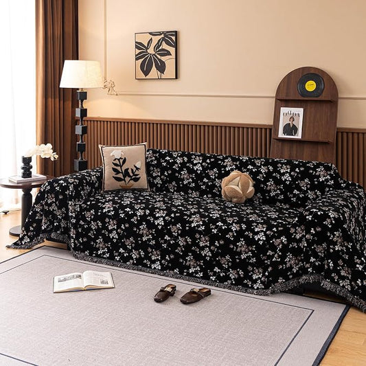ROOMLIFE Couch Cover 3 Cushion Sofa, Washable Non Slip Furniture Sofa Protector Cover, Soft Chenille Sofa Slipcovers Sectional L Shape Dogs Couch Cover Throw Blanket with Tassels 71''X118'' by ROOMLIFE