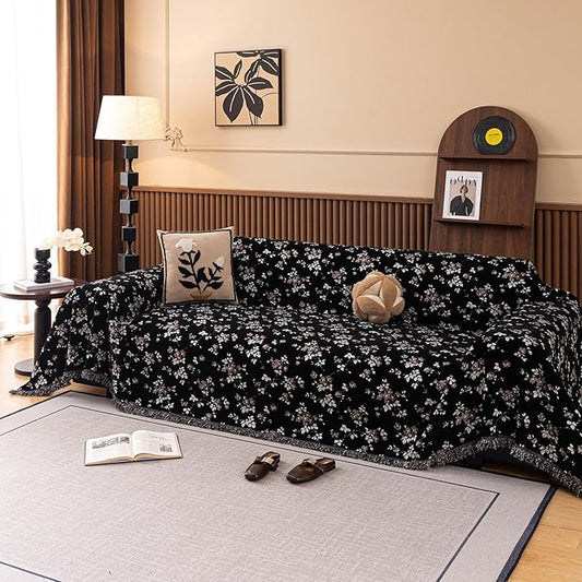 ROOMLIFE Couch Cover 3 Cushion Sofa, Washable Non Slip Furniture Sofa Protector Cover, Soft Chenille Sofa Slipcovers Sectional L Shape Dogs Couch Cover Throw Blanket with Tassels 71''X134'' by ROOMLIFE