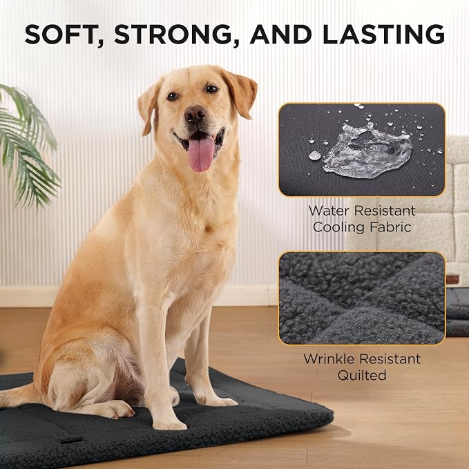 Joydeco Low Profile Dog Crate Mat Reversible Bed Pad, Washable Dog Pad Mat with Ultra Soft Fleece, Compact Design Kennel Beds Mats for Large Medium Small Pets, 35" x 23" Dark Gray - Image 4