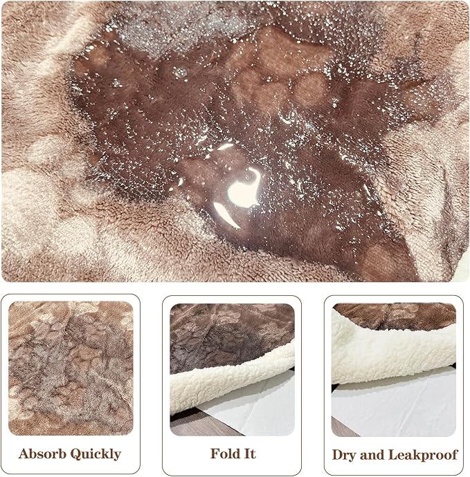 Qeils Dog Blankets for Large Dogs - Waterproof Cat Blanket Washable - Sherpa Fleece Puppy Blanket, Soft Plush Reversible Throw Protector for Bed Couch Car Sofa, 60"X80", Taupe - Image 3