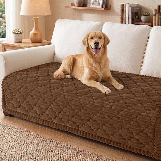 Smiry Couch Cover for Dogs Washable, Non Slip Fuzzy Pet Sofa Protector | Soft Thick Furniture Cover for Sofa, Loveseat and Sectional, Scratch & Pet Hair Resistant (Chocolate, 43" x 82.7") by Smiry