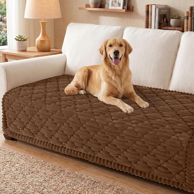 Smiry Couch Cover for Dogs Washable, Non Slip Fuzzy Pet Sofa Protector | Soft Thick Furniture Cover for Sofa, Loveseat and Sectional, Scratch & Pet Hair Resistant (Chocolate, 43" x 63") by Smiry