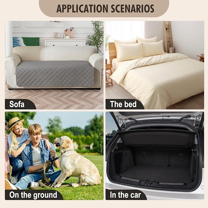 Genina Waterproof Couch Cover,Washable Anti-Slip 78inch Sofa Covers with 3 Cushions,Sectional Couch Covers for Pets Friendly, Sofa Slipcovers for Dogs Cats(78inch/Light Grey) - Image 6