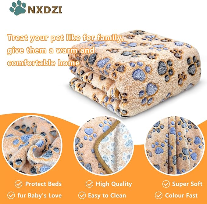 Dog Blankets for Large Dogs, 3 Pcs Dog Blanket Washable, Soft Fluffy Flannel Pet Blanket Mat Cover for Bed Couch, Cute Print Puppy Blanket 60" x 50" - Image 2