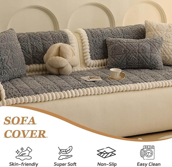Couch Covers Washable Couch Cover for Dogs Fuzzy Sofa Covers for Pet, Non-Slip Sofas Slipcover Cushion Protector Pets Mat Dog Bed Mats(Only 1PC) - Image 3