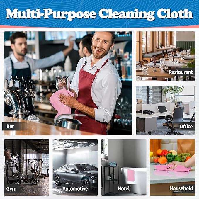 FIXSMITH Microfiber Cleaning Cloth, Shop Towels Bulk, 24 Pack Pink Microfiber Towels for Cars, All-Purpose Absorbent Cleaning Rags, Dust Cloth for Automotive, Mechanic, Garage, Bar, 12 x 11 inch - Image 7