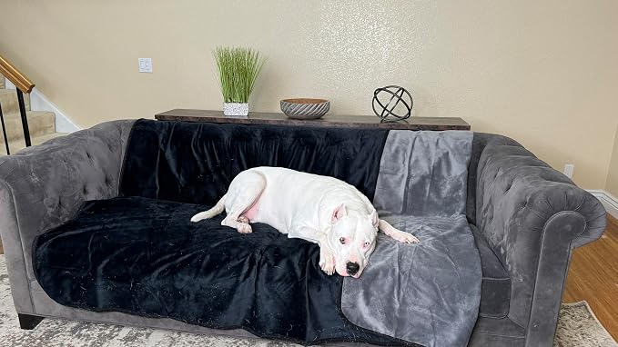 Waterproof, Super Soft, Leak Proof, Totally Pee Proof, EZ-Wash, Durable (60"x50", Black/Grey) Two-Color Reversable, 3 Layer Blanket, Adults, Pets, Dogs, Cats - Image 3