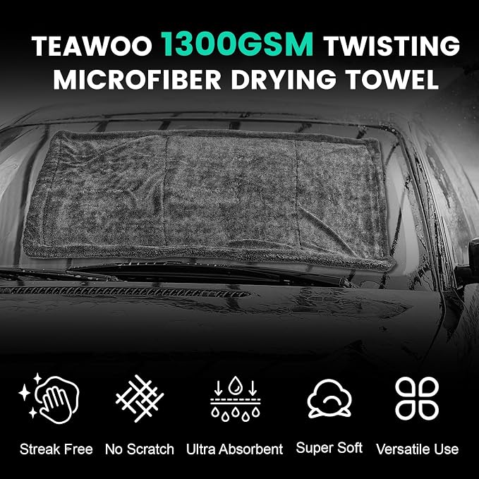 2 Pack Double-Sided Car Care, Microfiber Drying Towel, 1300GSM, 35" x 24" | Extra-Large, Ultra-Absorbant Microfiber Drying Towel for Cars and Trucks, Super Absorbent Car Drying Towel - Image 7