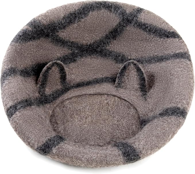 Wool Cat Cave Bed - Extra Warm, Handcrafted, Eco-Friendly Felt Cat Cave for Indoor Cats and Kittens (White Polka) by Woolygon (Tabby Ear) - Image 4