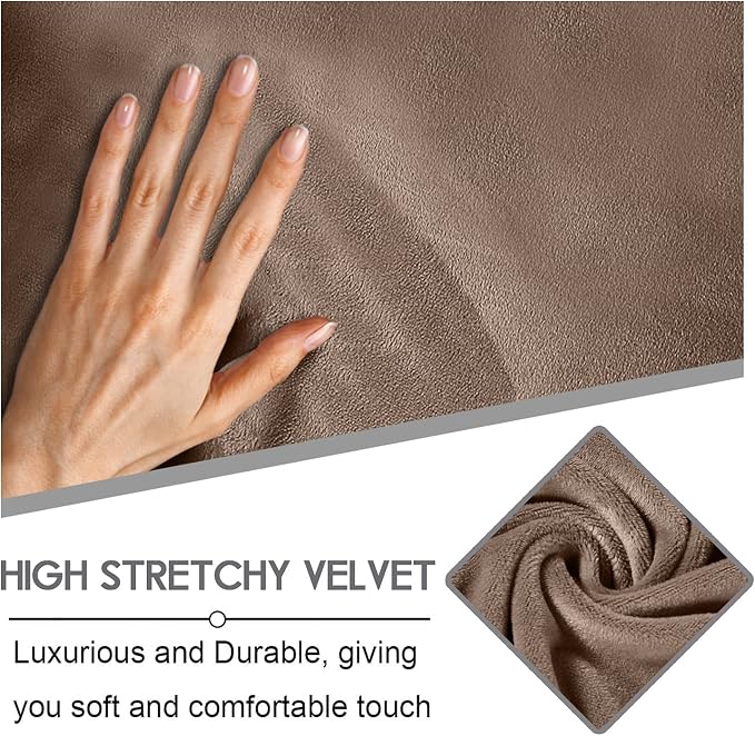 ULTICOR Velvet 8-Pieces Recliner Sofa Covers Stretch Reclining Couch Covers for 3 Cushion Reclining Sofa Slipcovers Furniture Covers Thick Soft Washable (3 Seater Recliner Cover, Sand) - Image 3