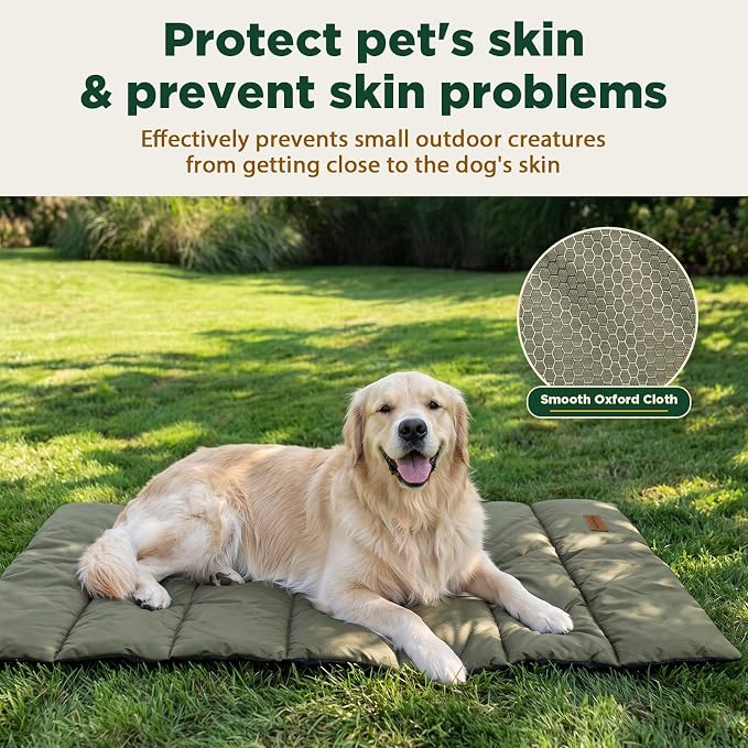 Gimars Upgraded Thickened Travel Dog Bed with Waterproof Film, Easy to Roll Up with Buckle, Large Outdoor Pet Bed for Medium & Large Dog, Portable, Washable Bed Mat for Camping,Traveling - Image 4