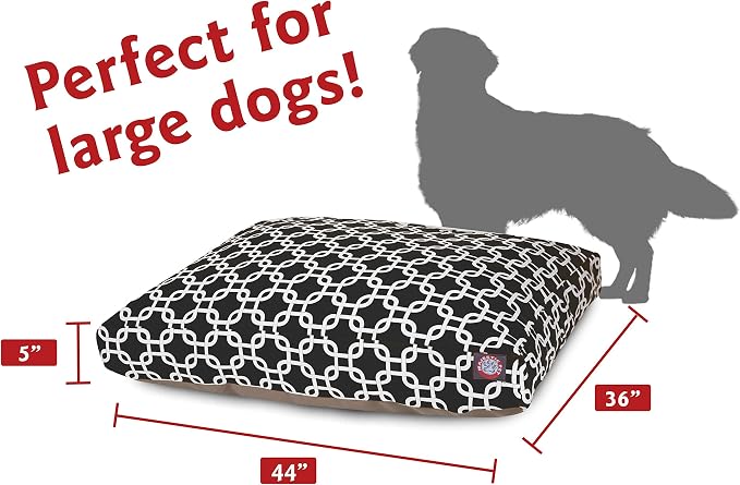 Black Links Large Rectangle Indoor Outdoor Pet Dog Bed With Removable Washable Cover By Majestic Pet Products - Image 3