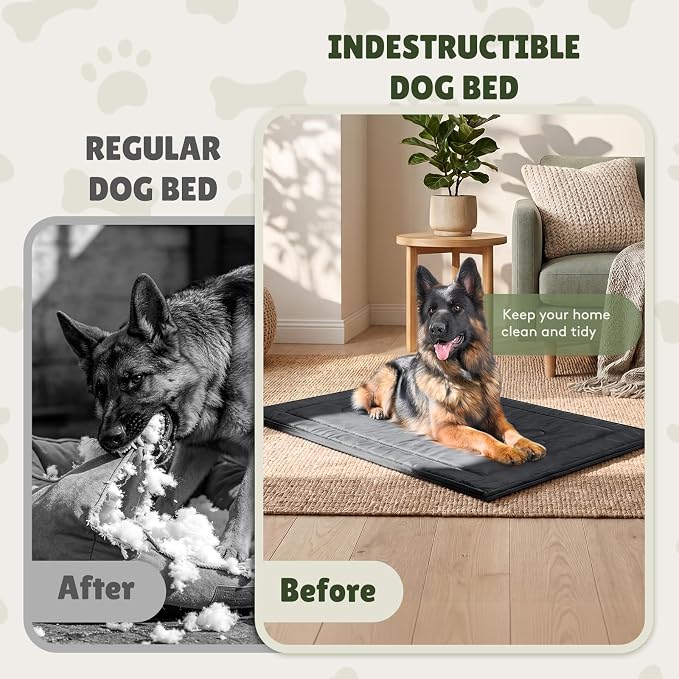 Chew Proof Dog Crate Pad, Indestructible Durable Dog Crate Mat, 28"x47" | Dog Bed For Aggressive Chewers, Waterproof, Machine Washable, For Large Dogs, Tough Indoor Outdoor Kennel Pad, X-Large - Image 2