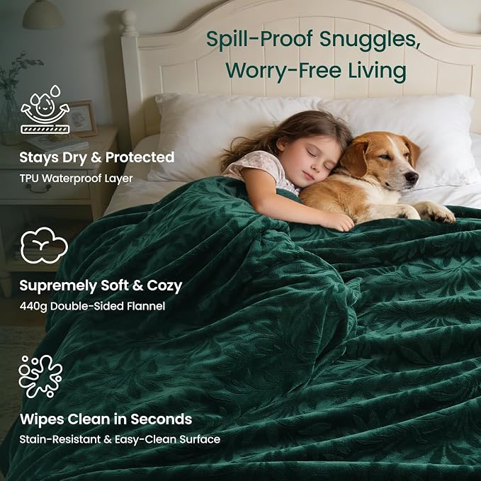 LOOBANI Waterproof Blanket for Couch: Soft Flannel Waterproof Dog Blanket with a Storage Bag, Stain & Leak Proof Pet Blanket, Reusable Furniture Protector for Pets Messes, 50" x 60" - Image 2