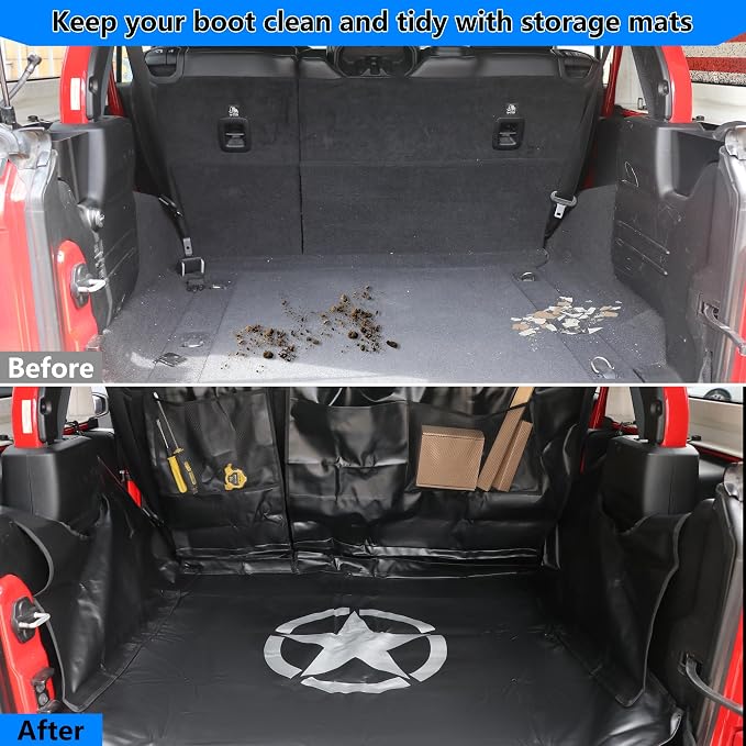 Dog Car Seat Cover for 2007-2025 Jeep Wrangler JK JL 4 Door Waterproof Cargo Liner Car Seat Protector Heavy Duty Scratch Proof Dog Hammock with Nonslip Bottom, Star - Image 3