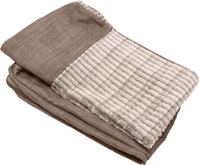 Furhaven Replacement Dog Bed Cover Luxe Faux Fur & Performance Linen Sofa-Style, Machine Washable - Woodsmoke, Jumbo (X-Large) by FurHaven