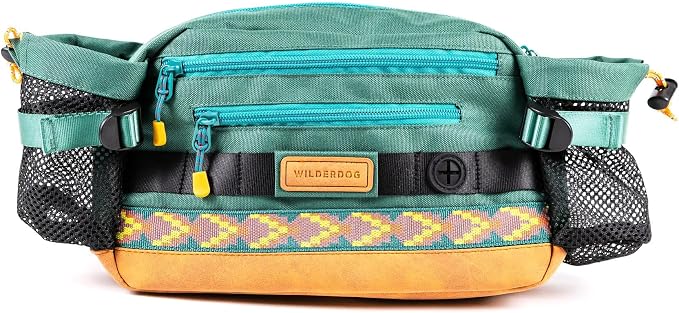 Wilderdog Mega Hip Pack with 3-Liter Capacity, Two Mesh Water Bottle Pockets, Interior Key Loops, Adjustable Straps, and Poop Bag Dispenser (Evergreen) by WILDERDOG