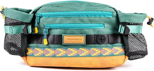 Wilderdog Mega Hip Pack with 3-Liter Capacity, Two Mesh Water Bottle Pockets, Interior Key Loops, Adjustable Straps, and Poop Bag Dispenser (Evergreen) by WILDERDOG