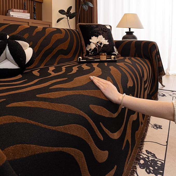 ROOMLIFE Leopard Couch Cover Boho Sofa Covers for 3 Cushion Couch Washable | Furniture Protector Sofa Couch Cover for Dogs, Soft Breathable Sofa Slipcover, Couch Throw Blankets with Tassels 71''X118'' - Image 8