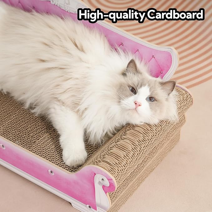 Cat Sofa Shape Scratch Pad for Large Medium Small Indoor Cats,Larger-Sized Recyclable Reversible Cardboard Cat Couch for Resting Claw Grinding and Playing - Image 4