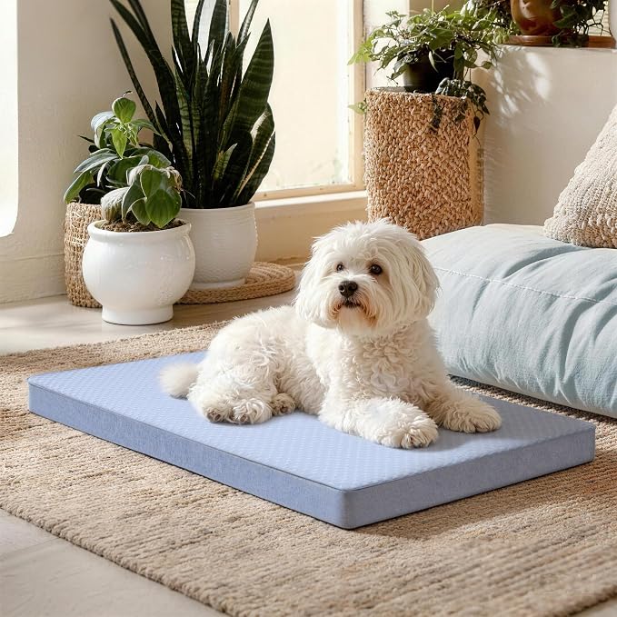 Cooling Dog Bed for Large Dogs, Washable Memory Foam Dog Beds for Crate with Joint Relief, Waterproof Liner and Removable Cover (35’’x 22’’) - Image 9