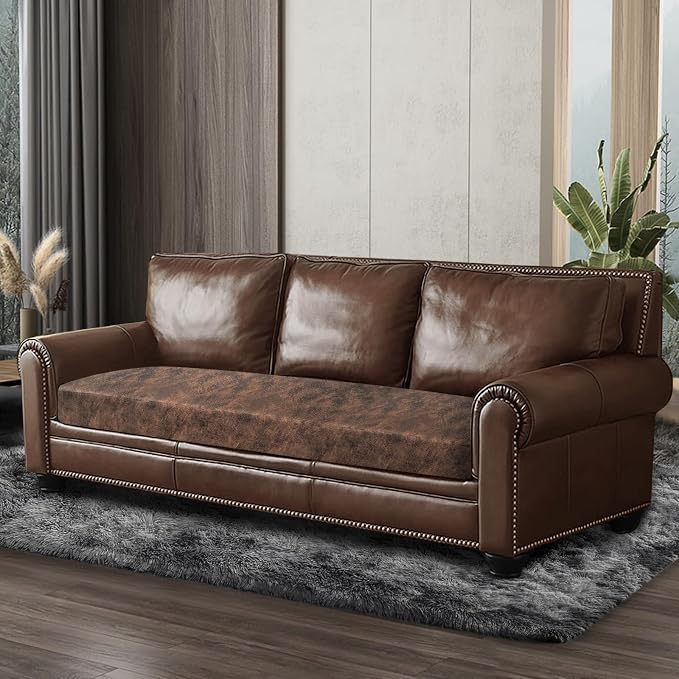 ANARACHON Leather Look Couch Cushion Covers Sofa Seat Slipcovers Sets Couches Furniture Protector for Sectional Armchair Loveseat Pets Kids Stretch Spandex Fabric (1 Cushion Sofa, Dark Brown) - Image 8