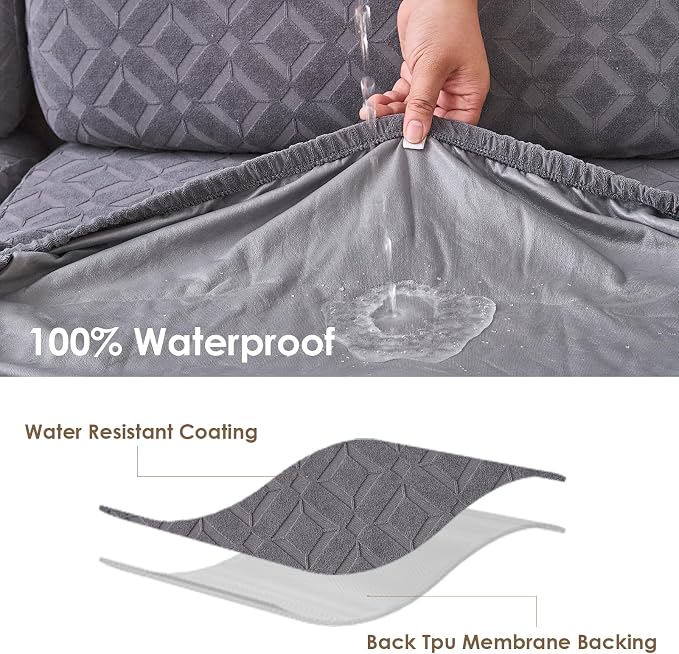 Genina Waterproof Couch Cushion Covers for Pets Washable Sofa Seat Covers | Non Slip,Stretch Jacquard Fabric,Pet Hair & Scratch Protection,Easy Installation,Furniture Protector,Sofa Cover - Image 2