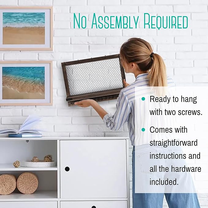 OUTSHINE Large Farmhouse Wall Jewelry Organizer (Espresso) | Wall Organizer For Earrings, Necklace, Bracelet, Hair Accessories | Chicken Wire Earring Holder | For Women, Wife, Mom, Girlfriend - Image 2