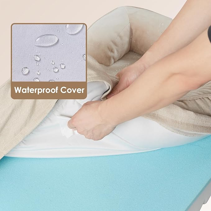 EHEYCIGA Orthopedic Extra Large Dog Bed, Waterproof Washable XL Pet Bed 44" | Non-Slip Bottom and Egg-Crate Memory Foam Big Dog Couch Bed with Washable Removable Cover, Beige, 44Inch - Image 3