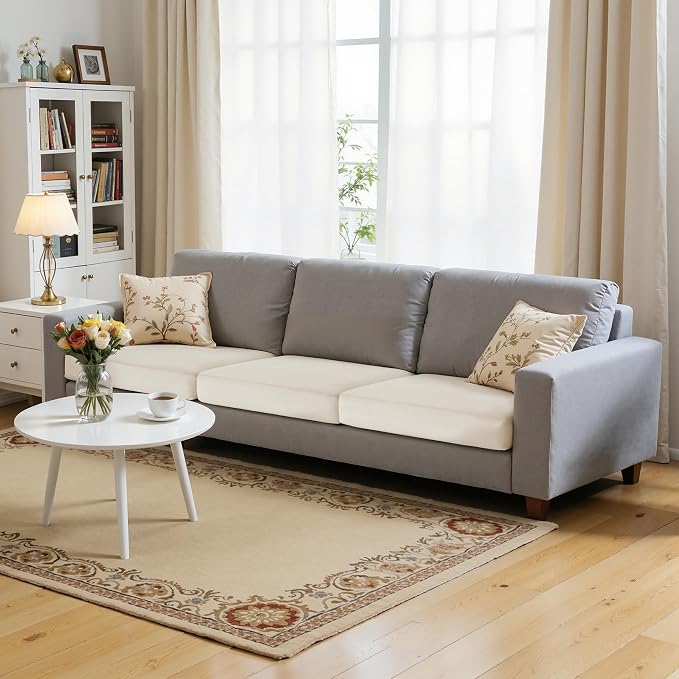 Hokway Velvet Couch Cushion Covers Water Resistant Seat Covers Stretch Sofa Cushion Protector(3 Cushion XL-Sofa, Ivory) by Hokway