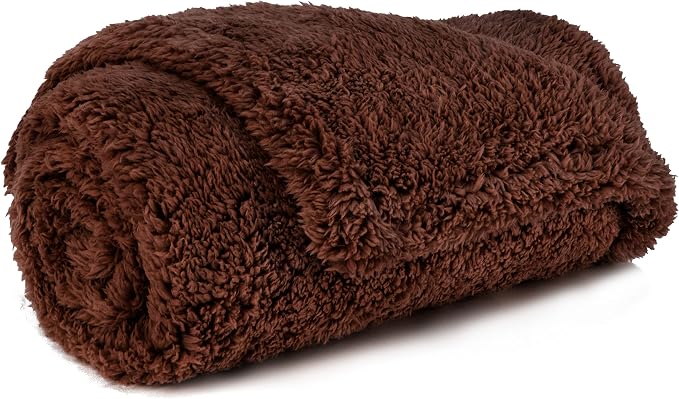 PetAmi Fluffy Waterproof Dog Blanket for Couch and Bed, Reversible Sherpa Pet Throw, Pee Proof Furniture Protector Sofa Cover, Washable Cat Blanket for Small Medium Dogs and Cats (Brown, 24x32) by PetAmi
