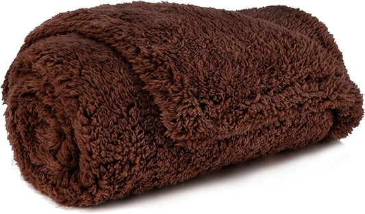 PetAmi Fluffy Waterproof Dog Blanket for Couch and Bed, Reversible Sherpa Pet Throw, Pee Proof Furniture Protector Sofa Cover, Washable Cat Blanket for Small Medium Dogs and Cats (Brown, 24x32) by PetAmi