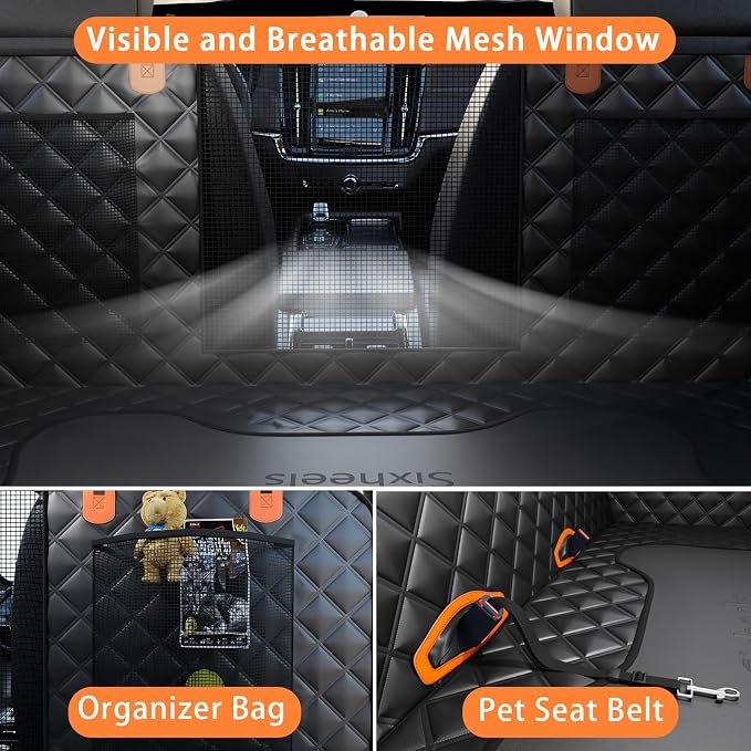 Truck Dog Seat Cover Back Seat Protector, Large Space Backseat Extender with Soft Inflatable Cushion Comfortable Dog Hammock, Waterproof Dogs Bed Rear Travel Accessories for Truck - Image 7