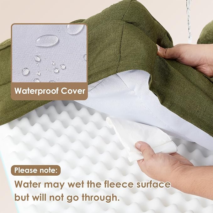 EHEYCIGA Orthopedic XXL Dog Bed, Waterproof Washable XL Big Pet Bed 52" | Non-Slip Bottom and Egg-Crate Memory Foam Extra Large Pet Couch Bed with Washable Removable Cover, Olive Green - Image 3