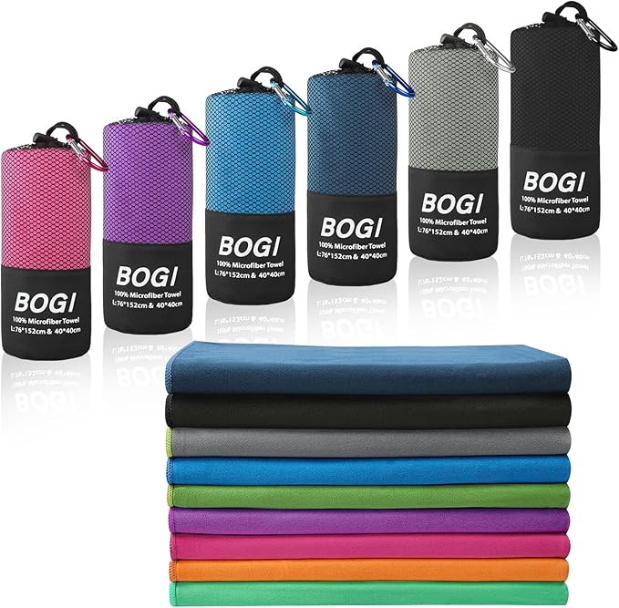 BOGI Microfiber Travel Sports Towel-Quick Dry Soft Lightweight Absorbent Compact for Camping Gym Beach Bath Yoga Backpacking (S:16''x32'',2Pcs-Black) by BOGI