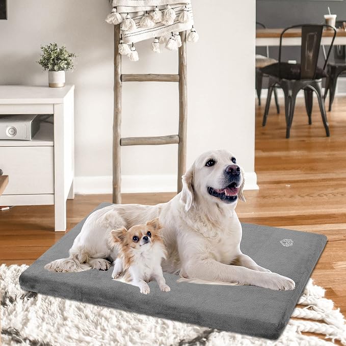 EMPSIGN Dog Bed Mat Crate Pad Mattress, Ultra Soft Pet Kennel, Grey, XXL | Reversible(Cool & Warm), Waterproof Linings, Removable Machine Washable Cover, for 48" Dog Crate, Firm Support - Image 6