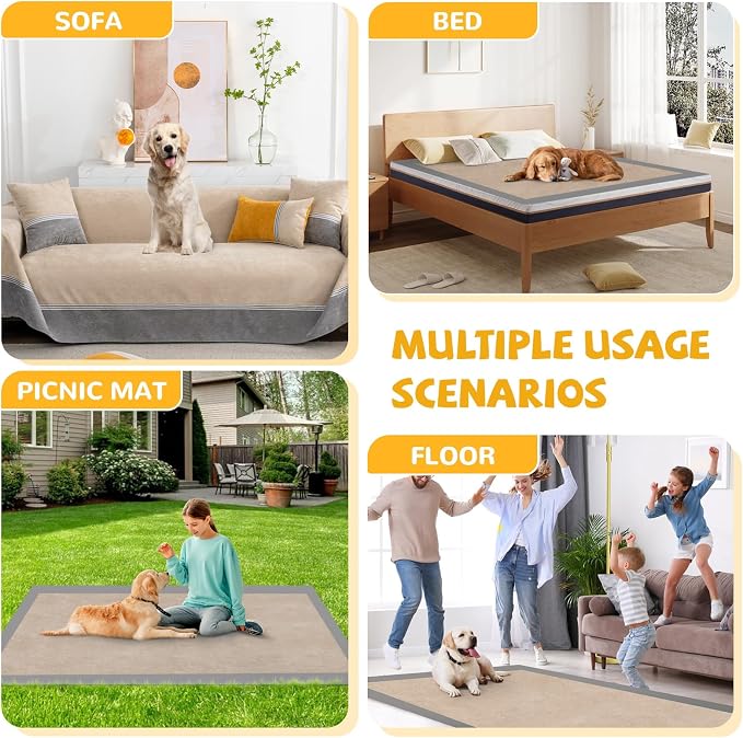 Waterproof Non-Slip Couch Cover for Pets & Dogs, Khaki 79" x 150" | Pet Sofa Cover, Washable, Pet Friendly, Anti Cat Scratch, Furniture Protector, for 3 Cushion Couch Sectional L Shaped Sofa - Image 7