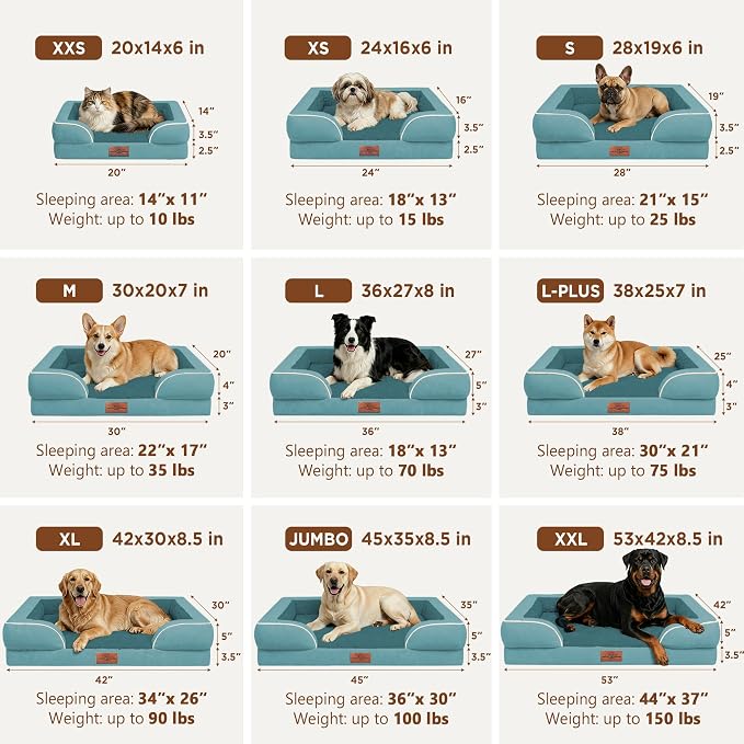 Comfort Expression Orthopedic Dog Bed for Extra Large Dogs with Bolster | Waterproof Dog Couch Bed with Washable Cover & Non-Slip Bottom, Supportive Egg Crate Foam XL Pet Bed, 45x35 Inch - Image 8