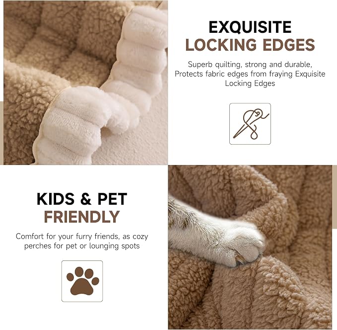 OTOB Couch Cover for Dogs Washable, Non Slip Plush Fuzzy Sofa Covers for 3 Cushion Couch All Seasons, Kids Pet Friendly Soft Cozy Furniture Protector Sofa Slipcovers (Khaki, 27.6" x 82.7") - Image 4