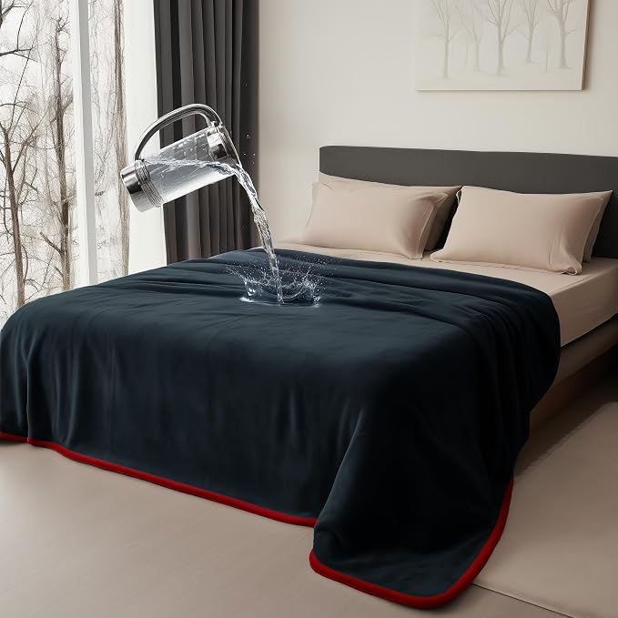 Waterproof Blanket for Bed, Couch, Kids & Pets Protection – Splash-Proof, Spill-Proof, Leakproof Flannel Blanket Reversible Design (Passion Red & Midnight Black, Double Size) - Image 7