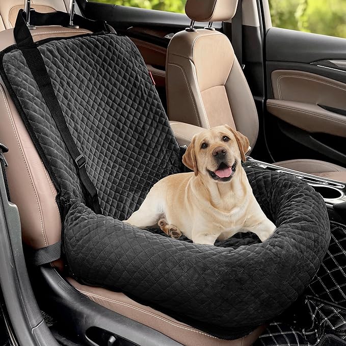Dog Car Seat for Small Medium Dogs,Detachable Washable Travel Safety Pet Booster Seat, Comfy Ultra Soft and Multifunctional Car Travel Bed,Black by MagicFox