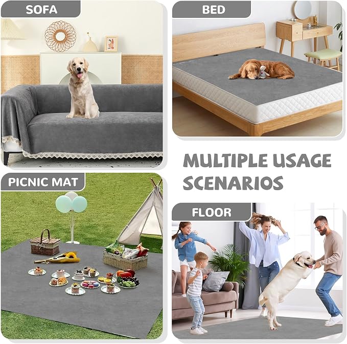 Waterproof Non-Slip Couch Cover for Pets & Dogs, Gray 71" x 118" | Pet Sofa Cover, Washable, Pet Friendly, Anti Cat Scratch, Furniture Protector, for 3 Cushion Couch Sectional L Shaped Sofa - Image 7