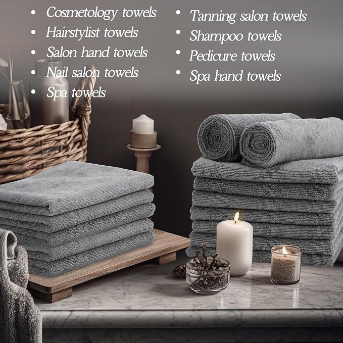 Shimeyao 50 Pack Bleach Proof Towels Microfiber Absorbent Resistant Hair Hand Towels Bulk Quick Dry for Barber Gym Bath Spa Shaving (Light Grey,16 x 29 Inch) - Image 5
