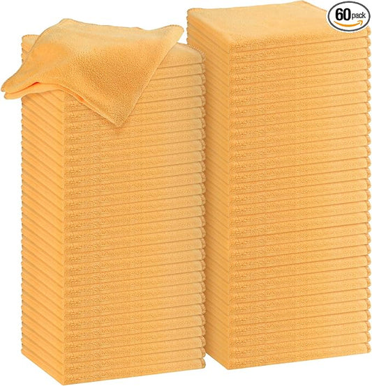 Nuenen Microfiber Cleaning Cloths for Cars 16 x 16 Inch Ultra Absorbent Car Towels Drying Reusable Cleaning Supplies House Kitchen Window Microfiber Towel(Yellow,60 Pcs) by Nuenen