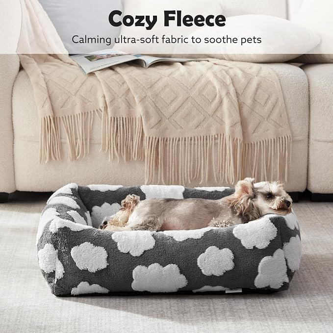 JOEJOY XL Dog Beds Large Sized Dog, Rectangle Washable Orthopedic Pet Bed with Removable Zipper Cover, Cute Soft Calming Puppy Pet Bed with Jacquard Shaggy Plush & Non Skid Bottom - Image 7