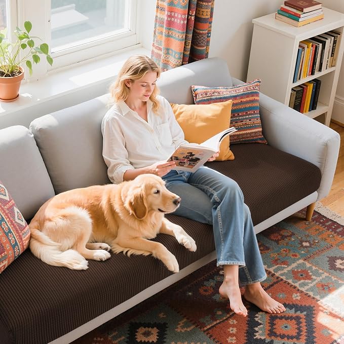 Hokway Couch Cushion Covers Stretch Cushion Covers Sofa Seat Cushion Slipcover Cushion Protector(Chocolate, Large) - Image 6