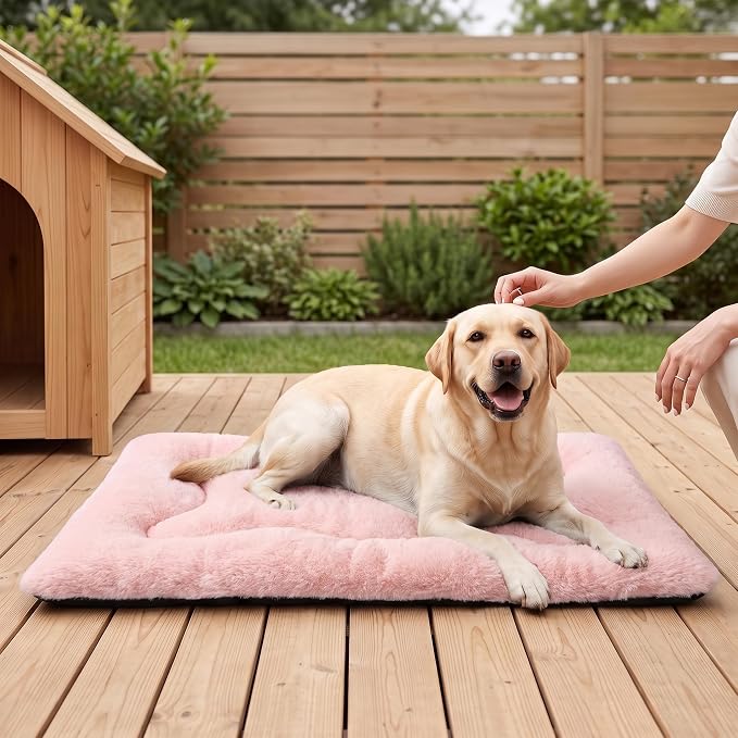 Dog Bed 42" for Metal Crate Pad,Washable Sleeping Mat for Medium/Large Pets | Soft faux rabbit fur, non-slip,machine wash/dry, plush cushioning, for crates, floors & travel, multiple sizes for all breeds - Image 8